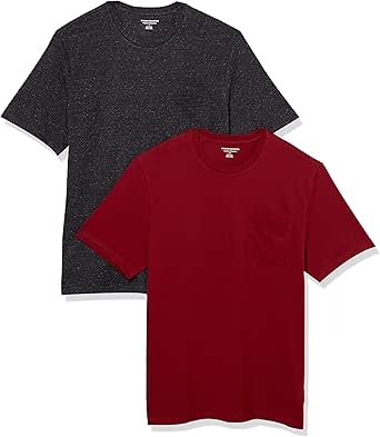 Amazon Essentials Men's Regular-Fit Short-Sleeve Crewneck Pocket T-Shirt, Pack of 2