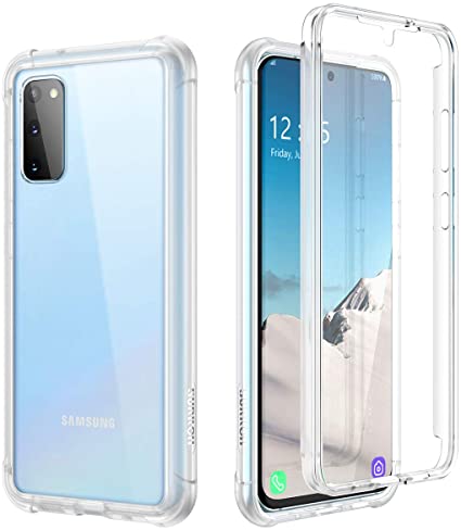 SURITCH Case for Galaxy S20/S20 5G, [Built in Screen Protector] Shockproof Full Body Protection Hard Shell & Hybrid TPU Rubber Bumper Rugged Crystal Transparent Case for Samsung Galaxy S20 6.2"(Clear)