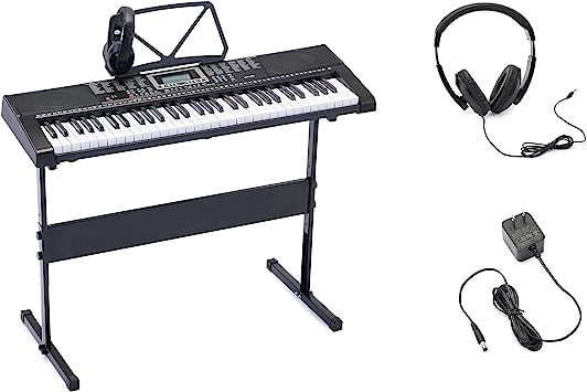 Amazon Basics Portable Digital Piano Keyboard with 61 Keys, Built In Speakers and Songs for Learning, Black