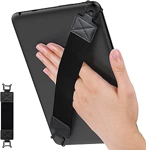 MoKo Security Hand-Strap for 9-11 Inch Tablet, iPad/iPad Pro/iPad Air/Kindle Fire HD/Samsung, High-Elasticity Versatile Hand Strap Lightweight Finger Grip Holder, Black Belt, Black