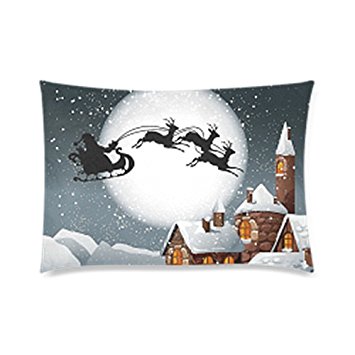 Santa Claus Reindeer Pillowcase - Pillowcase with Zipper, Pillow Protector Cover Cases - Standard Size 20x30 inches, One-sided Print, Merry Xmas Christmas Eve, Great Decoration for Christmas