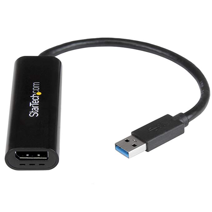 StarTech.com USB32DPES USB 3.0 to DisplayPort Adapter, Slim, 2048 x 1152, External Video and Graphics Card, Dual Monitor Display Adapter, Supports Windows