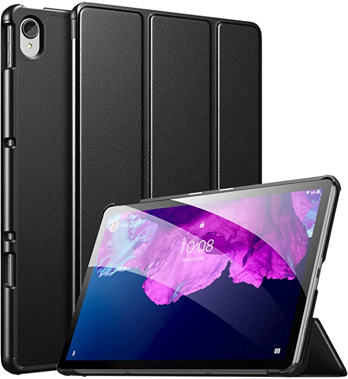 MoKo Case Fits Lenovo Tab P11 (TB-J606) / P11 Plus (TB-J607) 11", Lightweight Slim Shell Shockproof Back Stand Cover with Auto Wake/Sleep for Lenovo Tab P11 & P11 Plus 11 inch 2021, Black