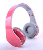 New Pink color Beyution513 Over-ear-- HiFi Stereo---Built in Clear Mic-phone--Pink BLUETOOTH HEADPHONES HEADSET