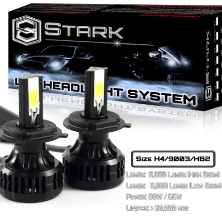 Stark All-in-One LED Headlight Conversion Kit - 80 Watt - 8,000 Lm - Cool White 6000K 6K - Dual Hi / Lo Beam Bulbs - H4 / HB2 / 9003