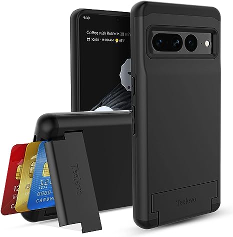 Teelevo Dual Layer Wallet Case for Google Pixel 7 Pro (2022), Protective Case with 3-Card Storage for Google Pixel 7 Pro - Black