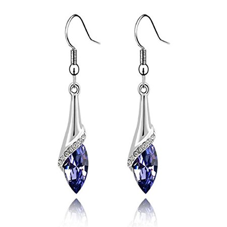 Voberry® Fahion Women's Lady Crystal Marquise Cut Teardrop Wedding Hook Earrings Gift (Purple)