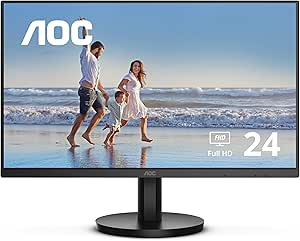 AOC 24B3HM 24" Class Full HD 75Hz Monitor, AMD FreeSync, HDR Mode, for Home and Office, HDMI, VGA, LowBlue, VESA