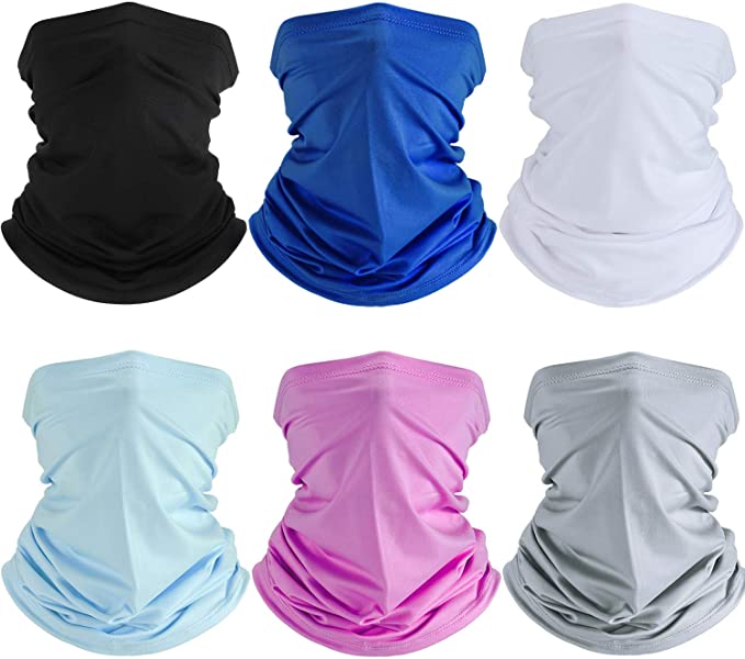 UV Protection Face Covers Summer Face Cover Gaiter Dust-Proof Breathable Bandana (Royal Blue, Grey, Black, White, Purple, Blue, 6)