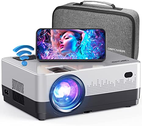 DBPOWER WiFi Projector, 6000L Full HD Wireless Mini Projector with Carry Case, Support iOS/Android Sync Screen, 4.3’’ LCD Video Projector Compatible with Smartphone/Laptop/PS4/DVD/TV for Home Movies
