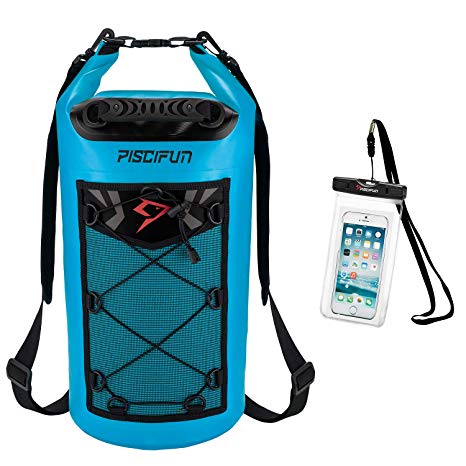 Piscifun Waterproof Dry Bag Backpack 10L 20L 30L 40L Floating Dry Backpack with Waterproof Phone Case for Water Sports - Fishing, Boating, Kayaking, Surfing, Rafting Gifts for Men and Women