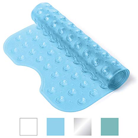 GRIP MASTER Durable Bath, Shower, and Tub Mat, Bubble Design, (Size 35x16) Antibacterial, BPA, Latex, and Phthalate Free, XL Size, Machine Washable Bathroom Mats, Premium Quality Materials (Blue)