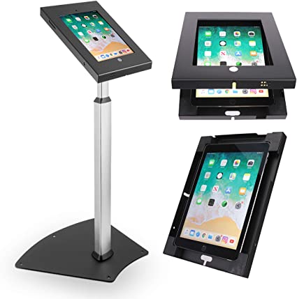 Pyle PSPADLK55 Tamper-Proof Anti-Theft iPad Kiosk Safe Security Public Floor Stand, Holder, Public Display Case with Adjustable Height & Cable Management for iPads 2/3/4/Air , Black