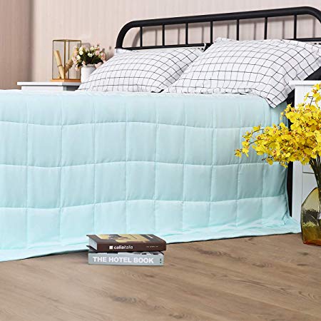 COSTWAY Cooling Weighted Blanket 152 X 203 CM with Glass Beads, 7-layer Structure Breathable Heavy Blanket for Sleeping, Napping, Watching TV(9 kg)