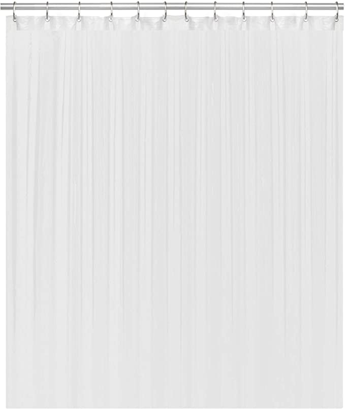 LiBa Cloth Fabric Bathroom Shower Curtain, 72" W x 84" H White Heavy Duty Waterproof Shower Curtain Antimicrobial Mildew Resistant