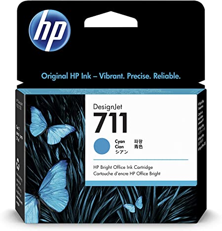 HP 711 Cyan 29-ml Genuine Ink Cartridge (CZ130A) for DesignJet T530, T525, T520, T130, T125, T120 & T100 Large Format Plotter Printers