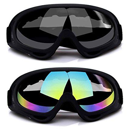 Freehawk Ski Goggles, 2Pcs Snowboarding Goggles Skate Glasses Anti-wind Ski Glasses Motorcycle Goggles Riding Goggles Eyewear for Adult Skiing, Skating, Motorcycling and Riding