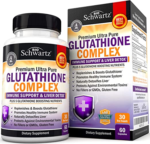 Glutathione Complex with Milk Thistle Extract, Vitamin C & Quercetin - Liver & Immune Support Supplement - Natural Antioxidant Support Formula - Promotes Healthy Immune System - 60 Capsules