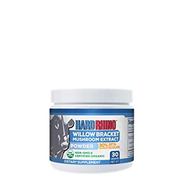 Willow Bracket (Phellinus Igniarius) Mushroom Extract Powder - 30% Beta Glucans - Anti Inflammatory & Antioxidant Supplement - 30 Grams - Hard Rhino