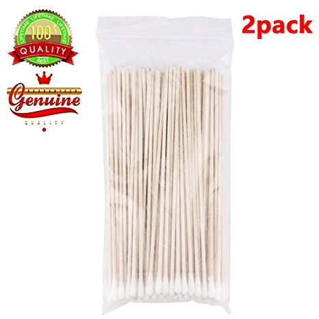 200 PCS Long Wooden Cotton Swabs, Cleaning Sterile Sticks With Wood Handle for Medical Oil Makeup Gun Applicators, Eye Ears Eyeshadow Brush and Remover Tool, Cutips Buds for Baby And Home Accessories