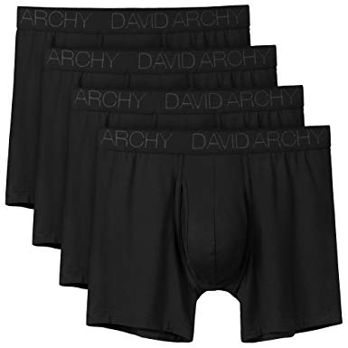 David Archy Men's Breathable Bamboo Rayon Boxer Briefs with Fly in 3/4 Pack