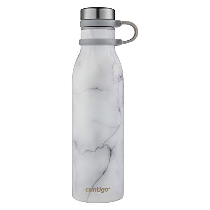 Contigo 2045467 Couture Thermalock Vacuum-Insulated Stainless Steel Water Bottle, 20 oz, White Marble