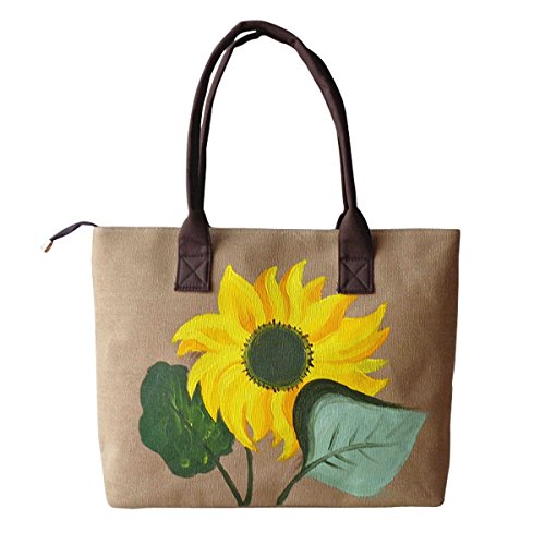 HeySun Women's Sunflower Hand-painted Lightweight Shoulder Bag Handbag