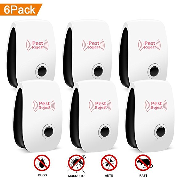 Ultrasonic Pest Repeller ONSON-Electronic Pest Control Plug-in Repellent for Mosquitoes, Mice, Ants, Roaches, Spiders, Bugs, Flies, Insects, Rodents(set of 6)