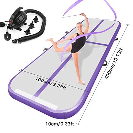 9.84ft/13.12ft/16.4ft Air Track, Gymnastics Tumbling Mat Inflatable Airtrack Floor Mats for Home use Cheer Training Tumbling Cheerleading Beach Park Water