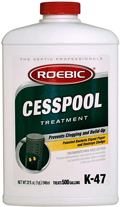 Roebic K-47-Q Cesspool Treatment Prevents Clogging and Buildup, Exclusive Biodegradable Bacteria Digests Paper and Destroys Sludge, 32 Ounces