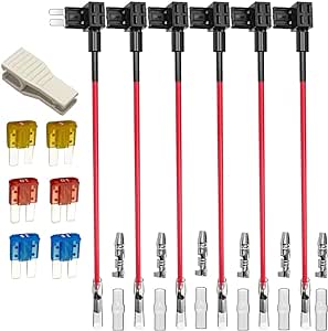 Gebildet 6pcs 12V 24V Add-a-Circuit Micro 2 Fuse Tap, Piggy Back Blade Fuse Holder with Wire Harness, 6pcs Micro 2 Fuse (5A 10A 15A) and Fuse Puller