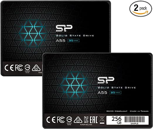 Silicon Power 2-Pack 256GB SSD 3D NAND A55 SLC Cache Performance Boost SATA III 2.5" 7mm (0.28") Internal Solid State Drive