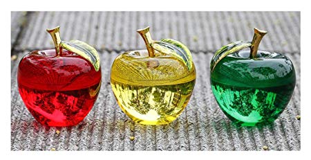 H&D Crystal Glass Apple Paperweight Craft Decor (Apple-Set of 3)