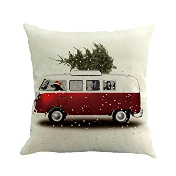 Christmas Pillow Case,Beautyvan Christmas Linen Square Throw Flax Pillow Case Decorative Cushion Pillow Cover (2~E)