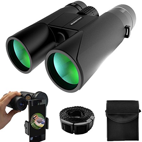 BUDDYGO 12x42 Binoculars for Adults, Compact HD Professional Waterproof and Fogproof Binoculars for Bird Watching Travel Stargazing Hunting Concerts Sports With Phone Mount Strap Carrying Bag