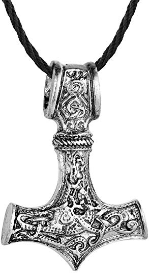 Chandler Vintage Men Jewelry Norse Necklace Viking Thor's Thors Hammer Celtic Knot Wolf Mjolnir Pendant Necklace W