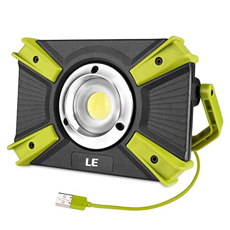 LE 15W Portable Work Light, USB Rechargeable LED Camping Light, 1500 Lumen, Dimmable 3 Modes, 4400mAh Power Bank, Water Resistant Outdoor Flood Light for Emergency, Fishing, Power Cut and More