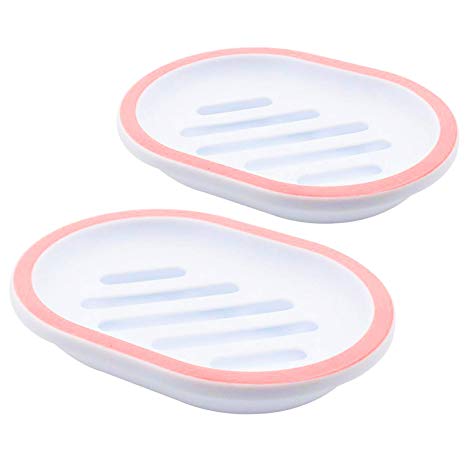 TOPSKY Soap Case Holder, Soap Dish Self Draining Soap Saver, Shower Dish for Bathroom, 2 Pack (White)