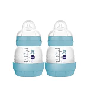 MAM Easy Start Anti-Colic Baby Bottle, Slow Flow, Breastfeeding-Like Silicone Nipple Bottle, Reduces Colic, Gas, & Reflux, Easy-to-Clean, BPA-Free, Vented Baby Bottles for Newborns, 0-3 Months