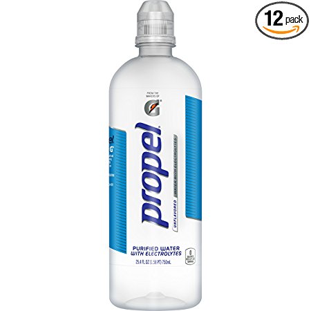 Propel Electrolyte Water, Gatorade level electrolytes with 0 Calories, Unflavored, 25.4 Ounce Bottle (Pack of 12)