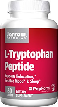 Jarrow Formulas L-Tryptophan Peptide Nutritional Supplement, For Relaxation, Positive Mood & Sleep, 60 Tabs