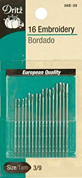 Dritz 16-Piece Embroidery Hand Needles, Size 5/10