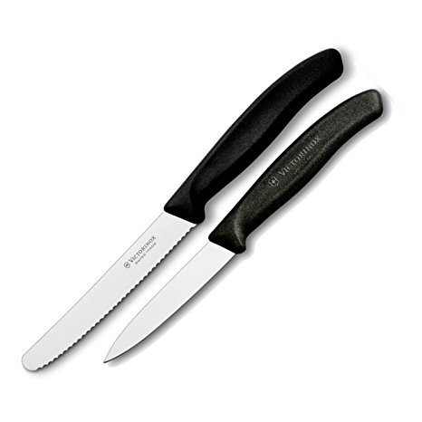 Victorinox 4.5 Inch Utility and 3.25 Inch Paring Knife Prep Set Black