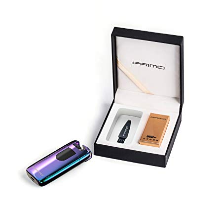 PRIMO Plasma Lighter Dual Arc Touchless No Buttom Windproof for Cigarette (Rainbow)