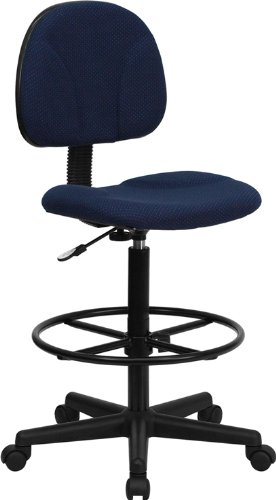 Flash Furniture BT-659-NVY-GG Navy Blue Patterned Fabric Multi-Functional Ergonomic Drafting Stool