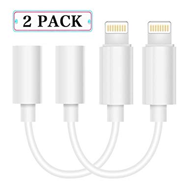 Compatible iPhone 7/7Plus Adapter Headphone Jack, Ruteie Lightning to 3.5 mm Headphone Jack Adapter Compatible iPhone 7/7 Plus Accessories(iOS 10.3)[2 Pack]