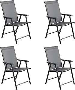 BPS Patio Folding Chairs 4-Pack Portable Dining Chairs Outdoor Textilene Sling Chairs for Camping, Beach, Garden, Pool, Backyard, Deck