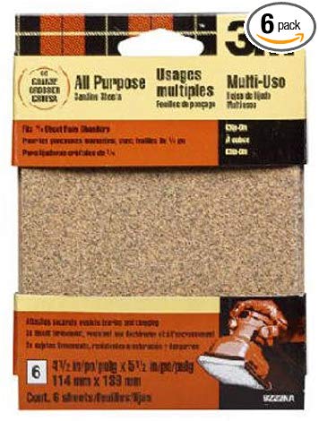 3M 9222NA 4.5-Inch by 5.5-Inch Clip-On Palm Sander Sheets, Coarse grit, 6-pack