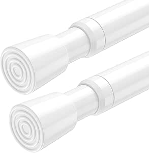 AIZESI 2 Pack Tension Rods for Windows 26 to 36 inch, Adjustable Expandable Pressure Spring Curtain Rods No Drilling, White Curtain Rods for Doorway Closet Door