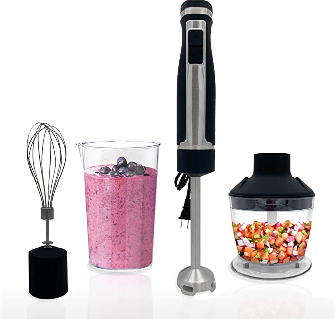 Blendtec Immersion Blender - Handheld Stick Blender, Whisk, and Food Processor - Includes 3 Attachments, 20 oz BPA-Free Jar, and Storage Tray - Stainless Steel